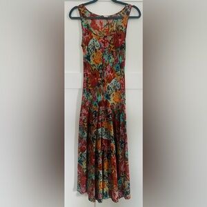 Sundance Floral Midi Dress - Red, Orange, Green